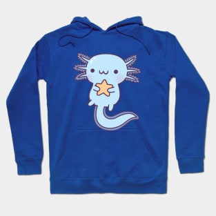 Cute Blue Axolotl Hugging Star Hoodie